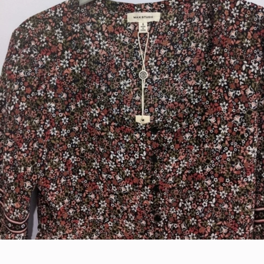 Max Studio Boho Floral Print Long Sleeve Top Cottagecore Size S* - Picture 4 of 16
